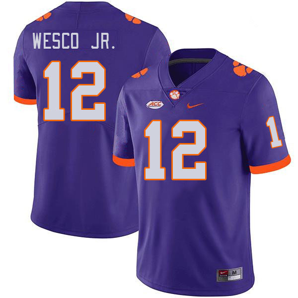 Men #12 Bryant Wesco Jr. Clemson Tigers College Football Jerseys Stitched-Purple